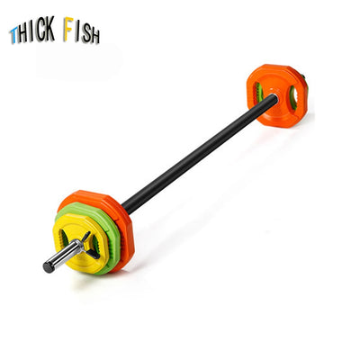 20kg Aerobics Barbell Set Men's Women's Fitness Weightlifting Squat Fitness Equipment Exercise Arm Muscle Small Hole Dumbbells