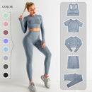 2/3/5PCS Seamless Women Yoga Set Workout Sportswear Gym Clothing Fitness Long Sleeve Crop Top High Waist Leggings Sports Suits