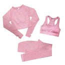 2/3/5PCS Seamless Women Yoga Set Workout Sportswear Gym Clothing Fitness Long Sleeve Crop Top High Waist Leggings Sports Suits